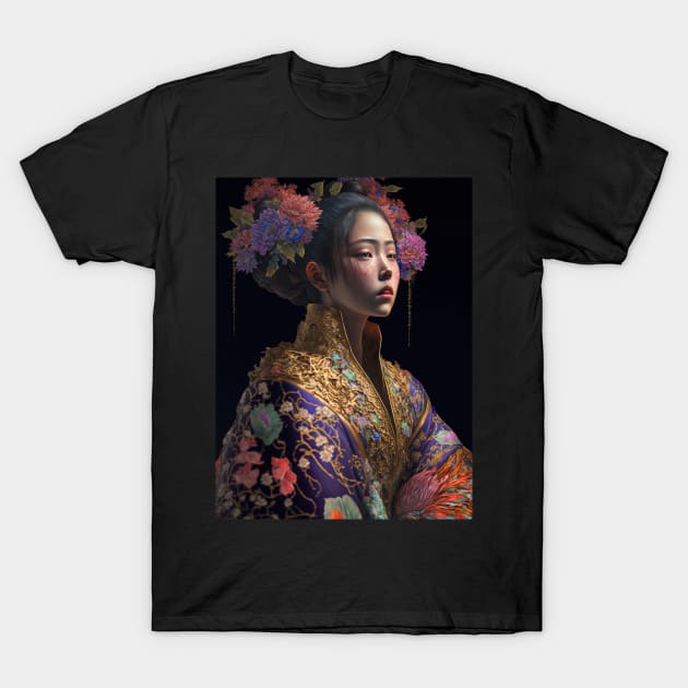 Geisha in floral kimono T-Shirt by Geek Culture